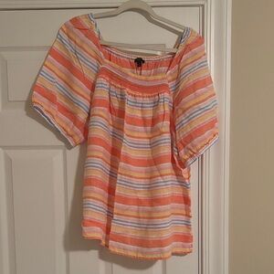 Like New Talbots Linen Top in Bright Stripes